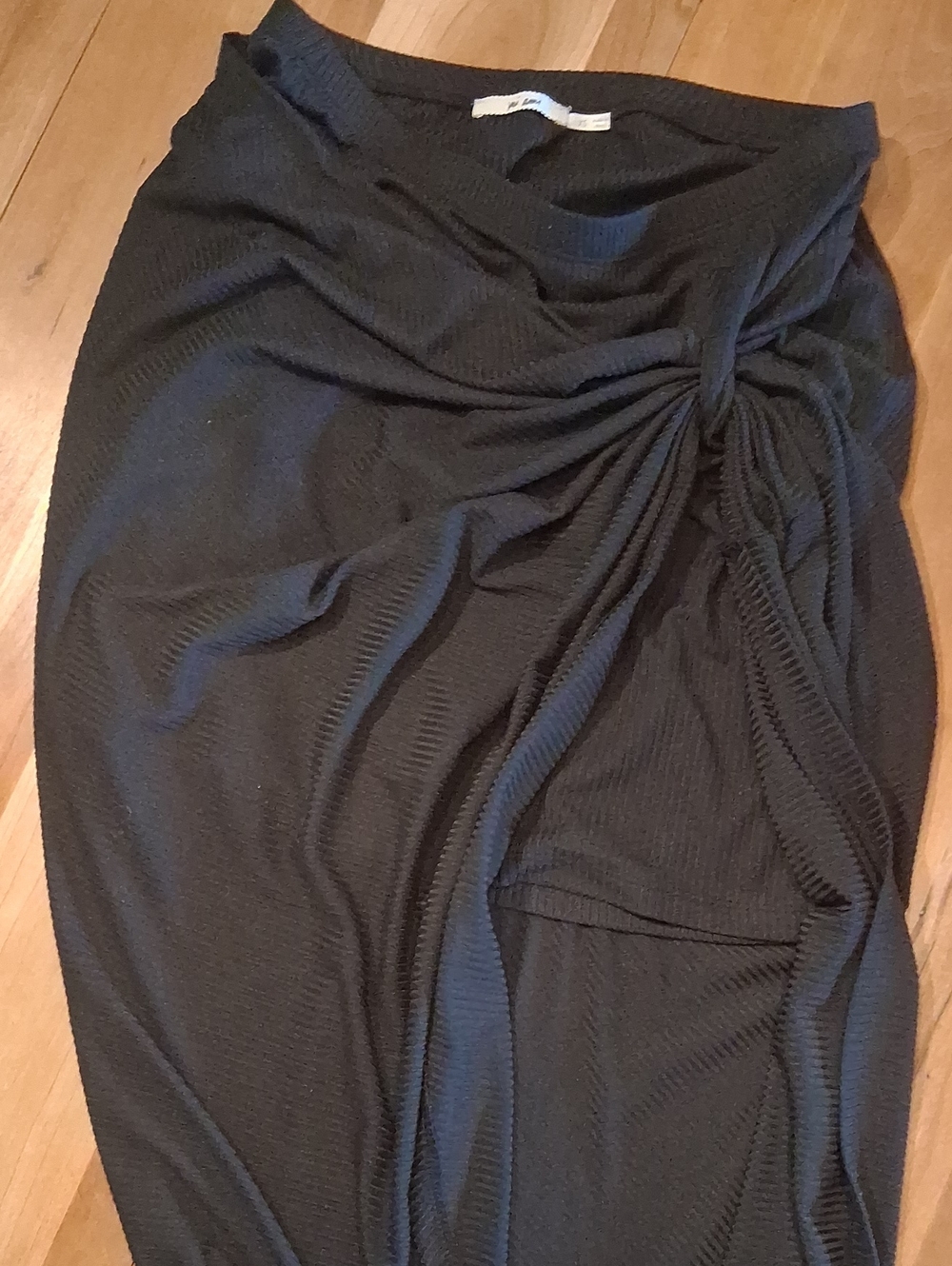 miami Black Midi Skirt with Side Knot Detail
